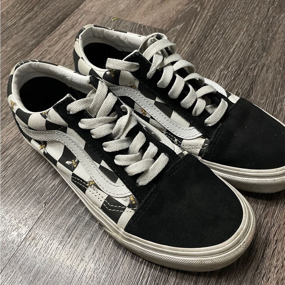 Vans Old Skool Checkerboard Black White Bumblebee Skate Shoe